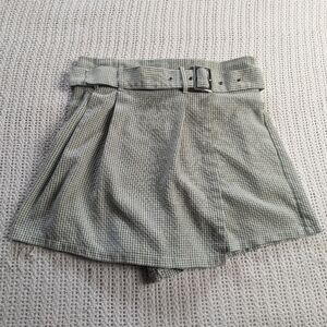 Haute Monde Green Gingham Skort Womens Size Medium Cottagecore Spring Belted